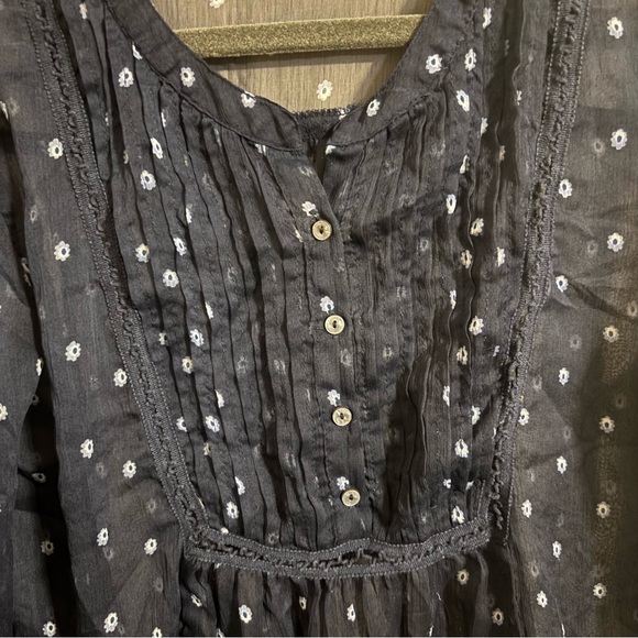 Abercrombie & Fitch‎ Y2K Sheer Blue Peasant Top Medium - Picture 3 of 6